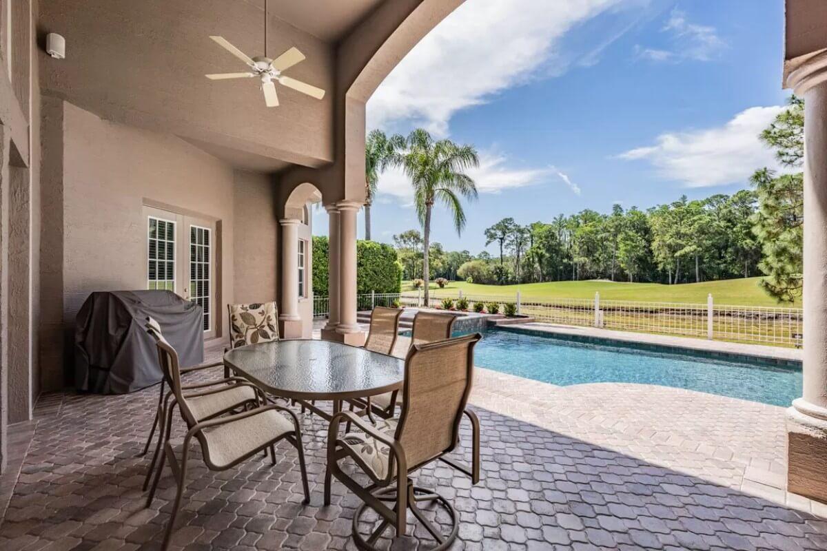 Relax by the Pool with Arched Openings and Scenic Views