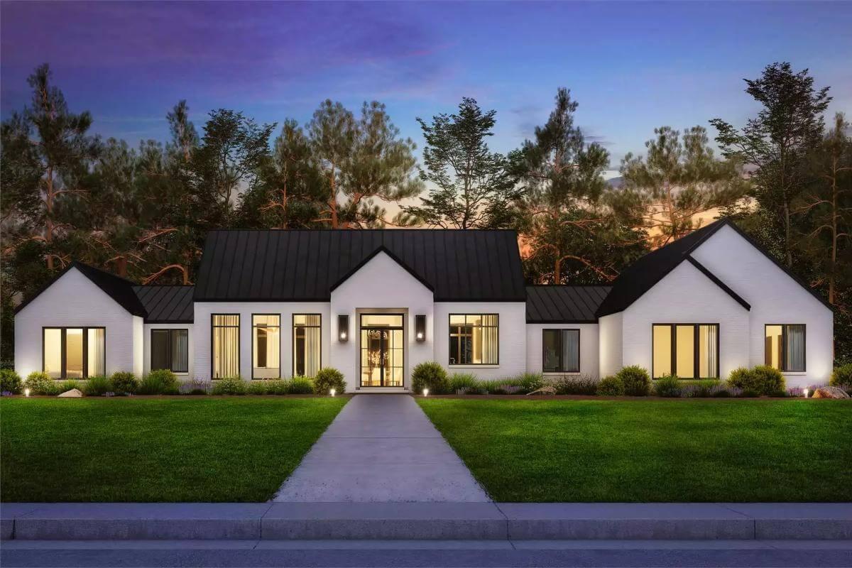 Stunning Modern Façade Under a Deep Twilight Glow
