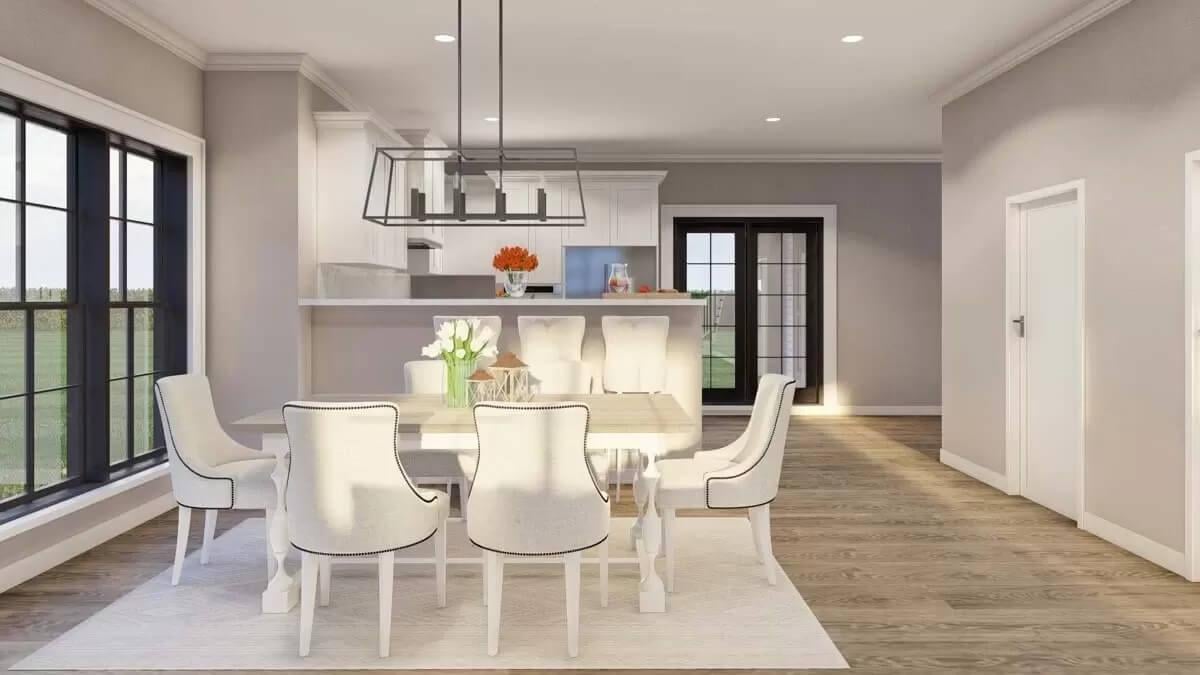 Wow, The Pendant Lighting Really Pops in This Contemporary Dining Room