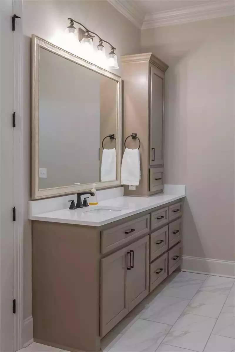 Check Out the Classic Vanity with Subtle Subway Tile Backdrop