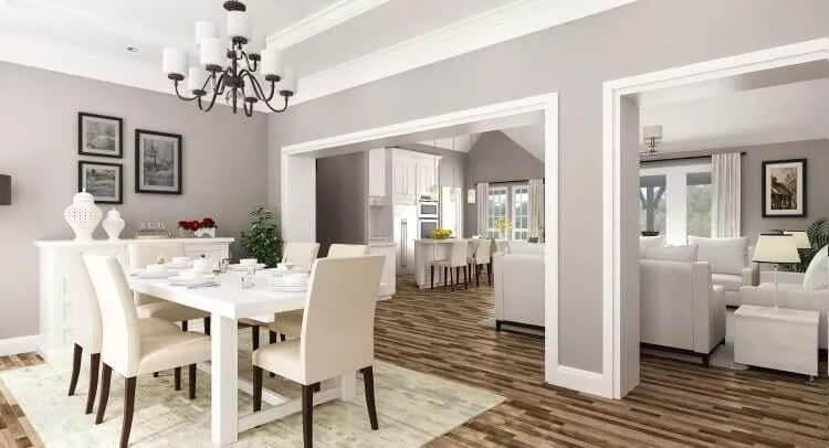 Open Dining Room with Direct Flow into Kitchen and Living Room