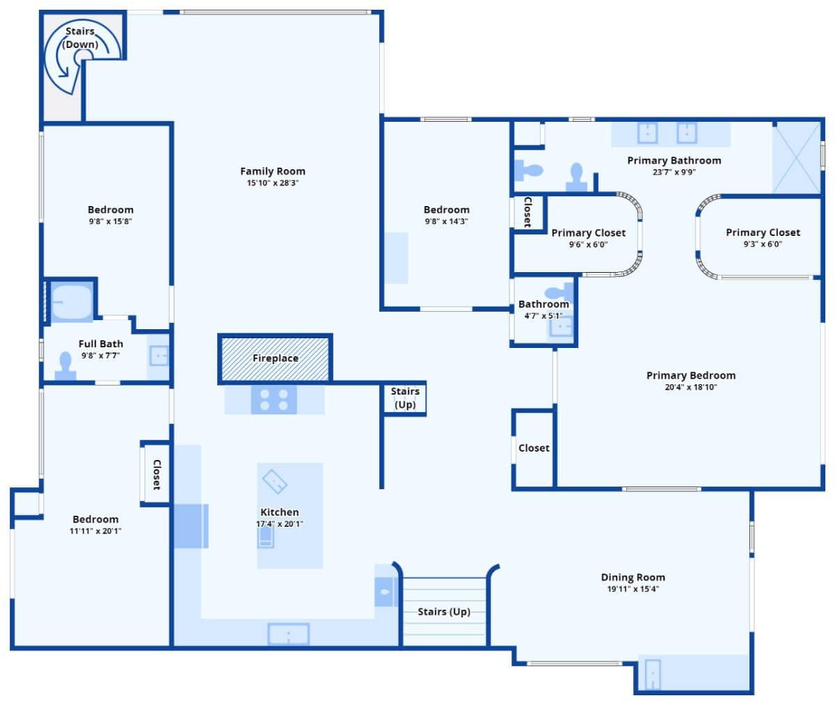 Spacious Main Level Featuring a Focal Fireplace