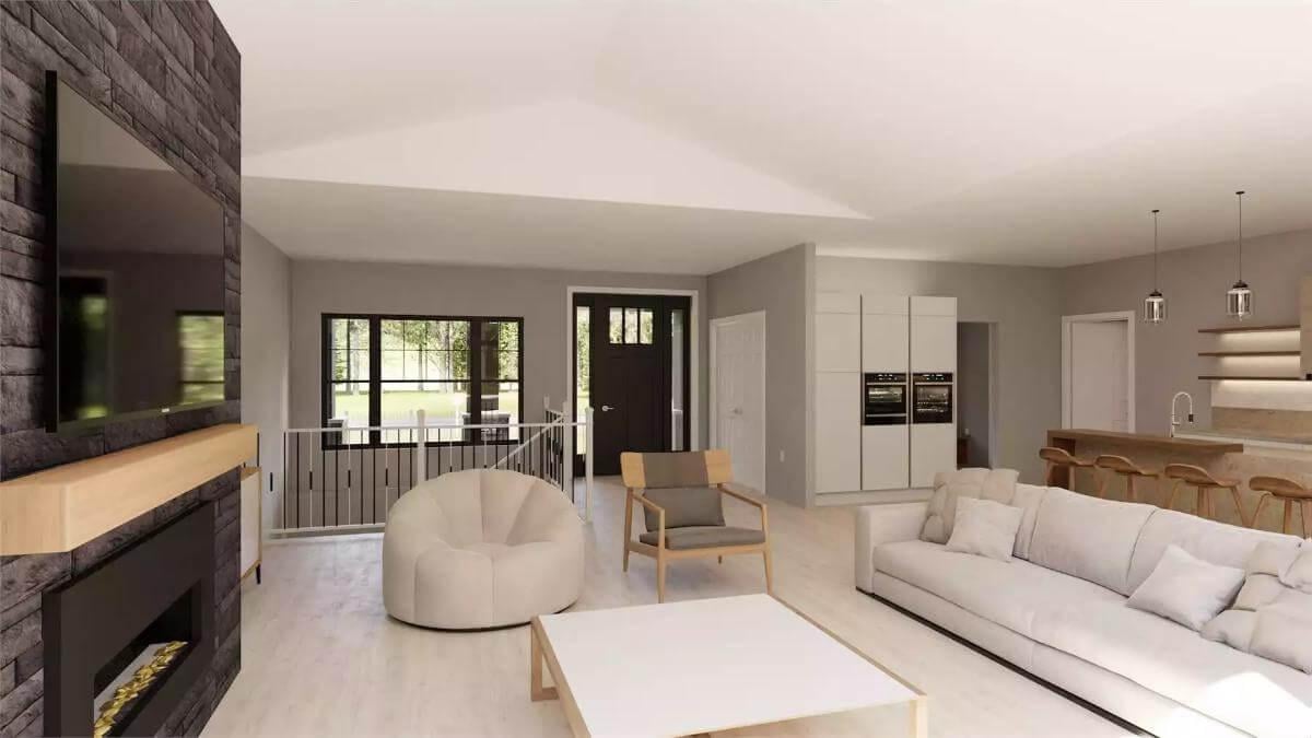 Explore the Open-Concept Great Room with a Chic Stone Fireplace