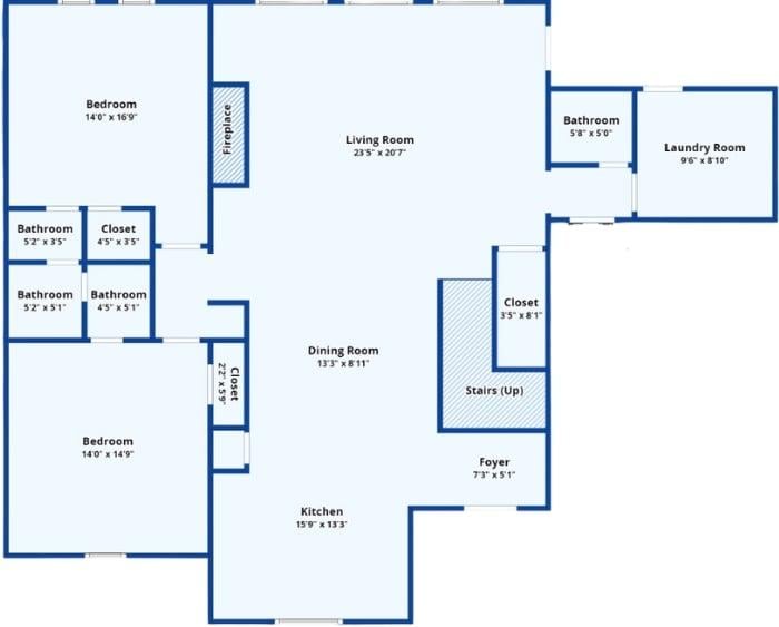 Craftsman Layout with a Spacious Living Area and Smart Bedroom Placement