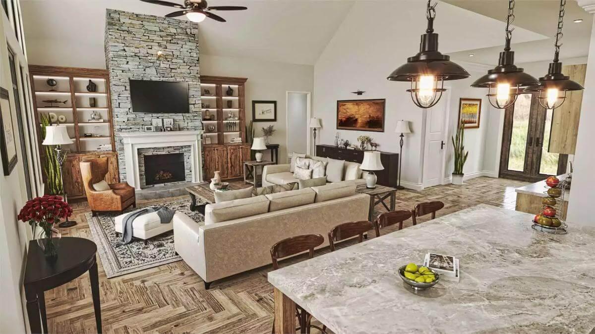 Wow, Look at the Stunning Stone Fireplace as a Focal Point