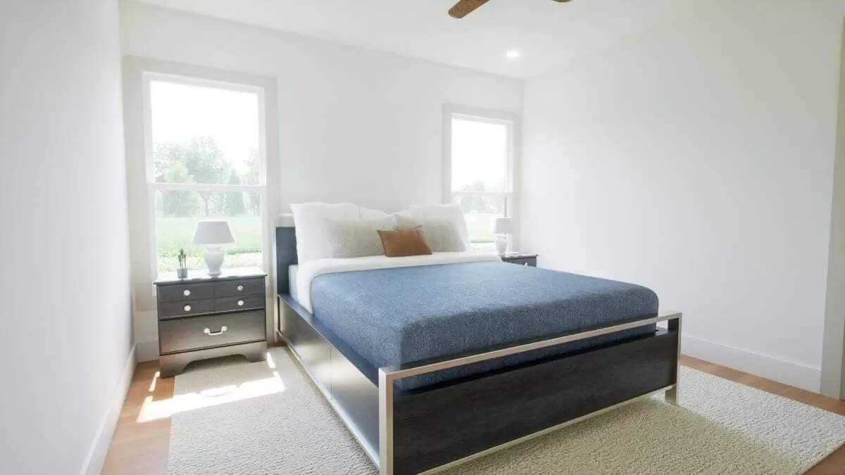 Simple Bedroom with Minimalist Twin Nightstands
