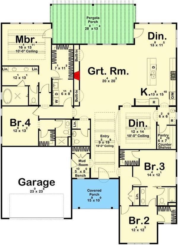 Explore This Thoughtfully Designed 4-Bedroom Home with Pergola Porch