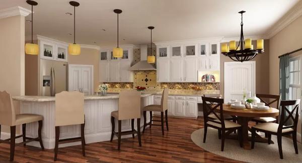Gourmet Kitchen Featuring a Spacious Island and Breakfast Nook
