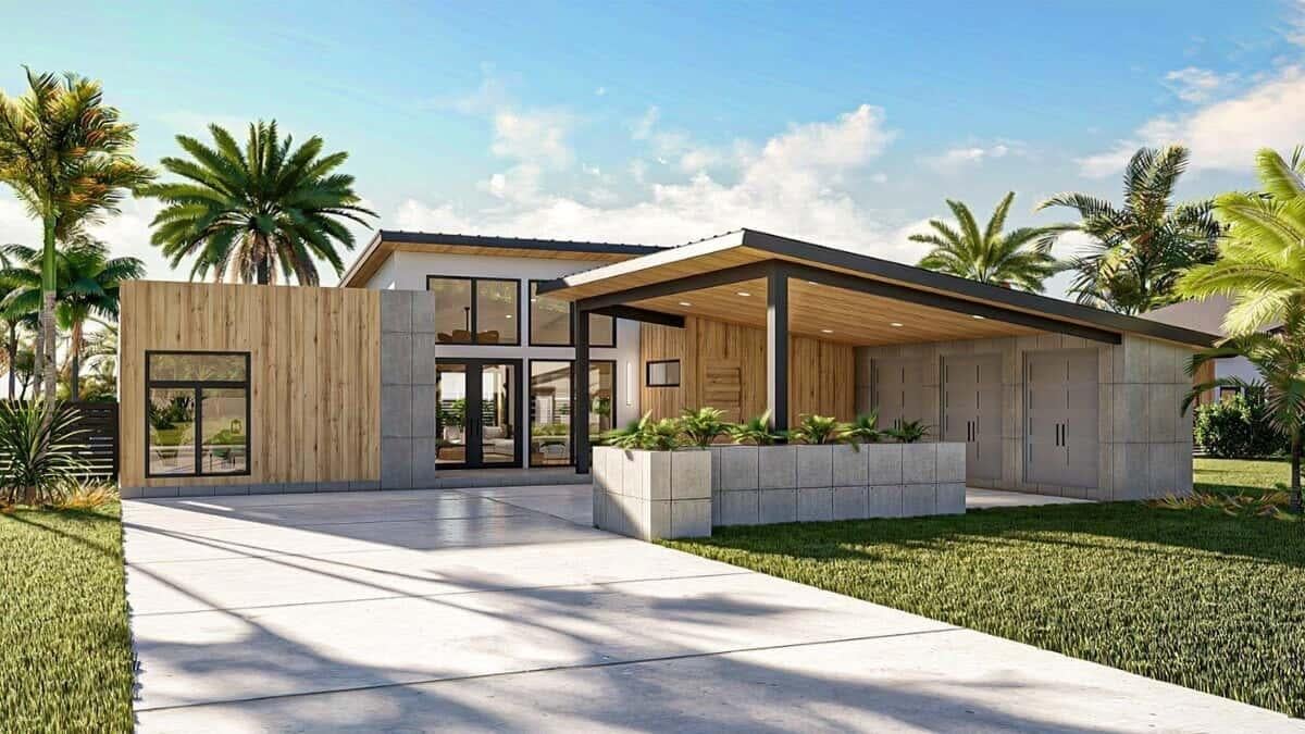Mid-Century Modern Home with Striking Wooden Facade