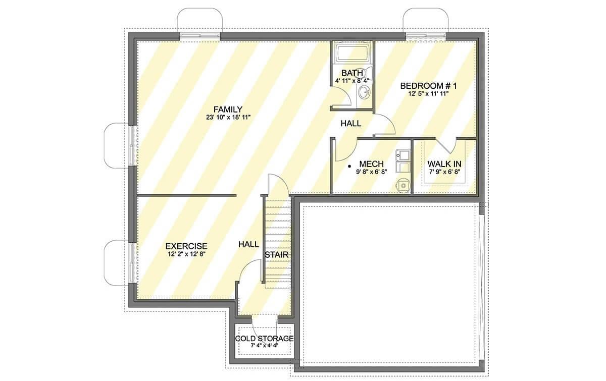Functional Basement Layout with Dedicated Exercise Room