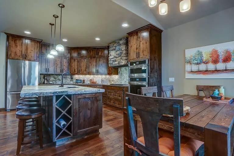 Rustic Kitchen Highlighting Natural Wood and Stone Features