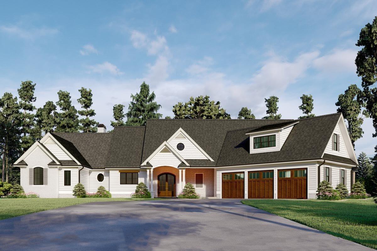 Take in the Charming Dormers and Arched Entry in This Classic Ranch-Style Home
