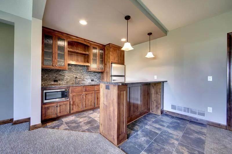 Notice the Rich Wood in This Craftsman-Style Wet Bar