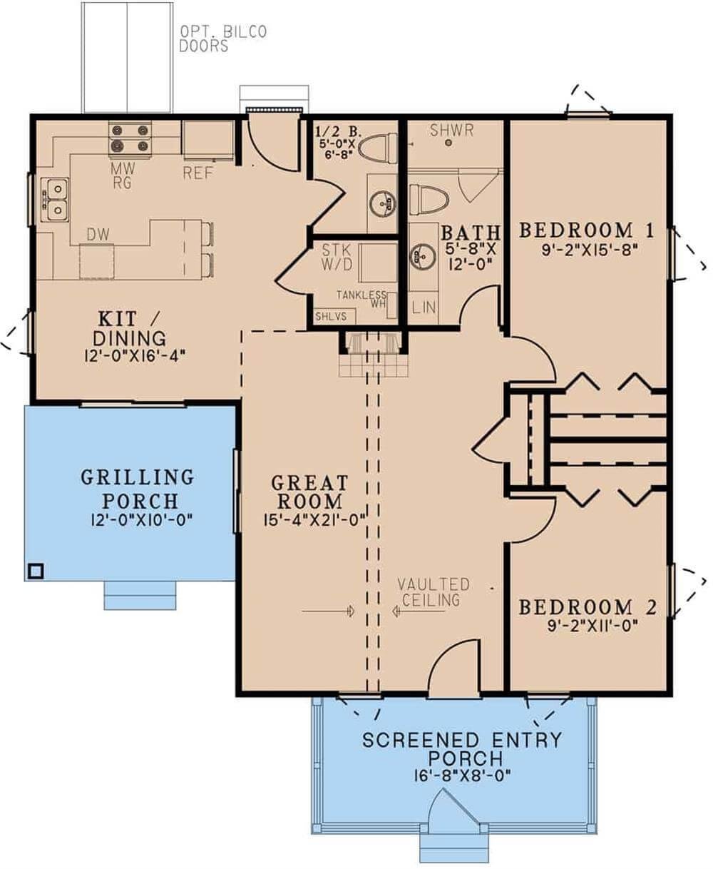Cozy Floor Plan Featuring a Grilling Porch and Vaulted Great Room