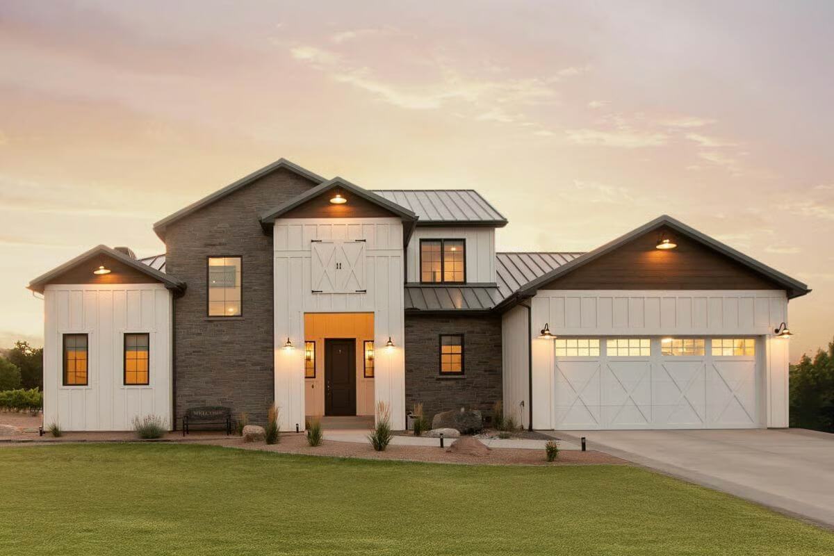 4-Bedroom Modern Farmhouse with Loft and Balcony (Floor Plan)