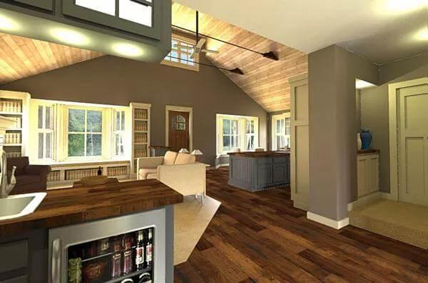 Spacious Living Area with Vaulted Ceiling and Warm Wooden Floors