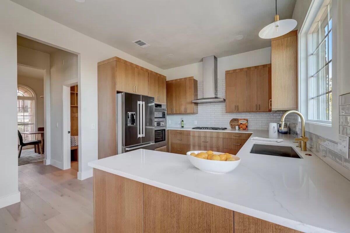 Modern Farmhouse Kitchen with Blonde Wood Cabinets