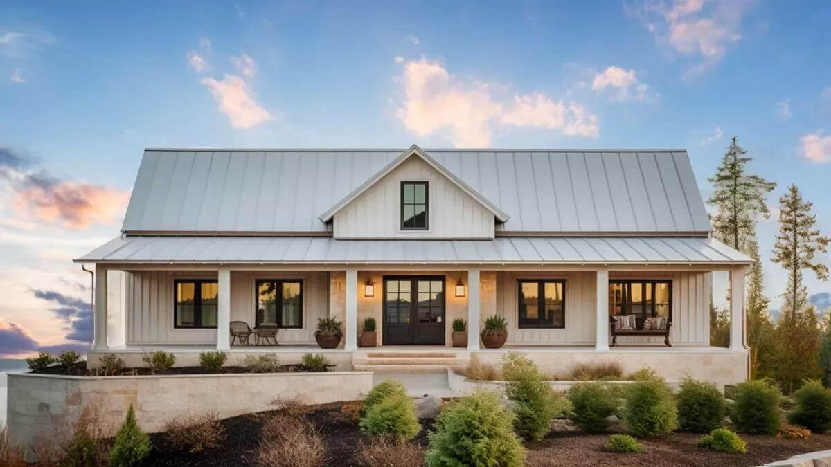 Farmhouse Front Porch Perfect for Catching Sunsets