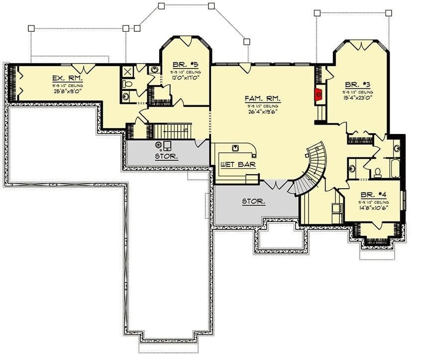 Explore This Floor Plan Featuring an Elegant Curved Staircase