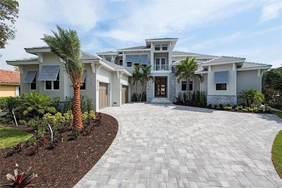 Modern Coastal Vibes with Accent Stonework at the Entrance