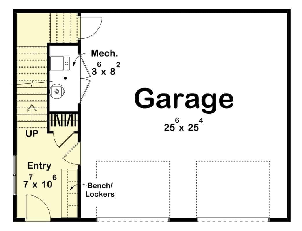 Check Out This Spacious 25x25 Garage Design with Bench and Lockers