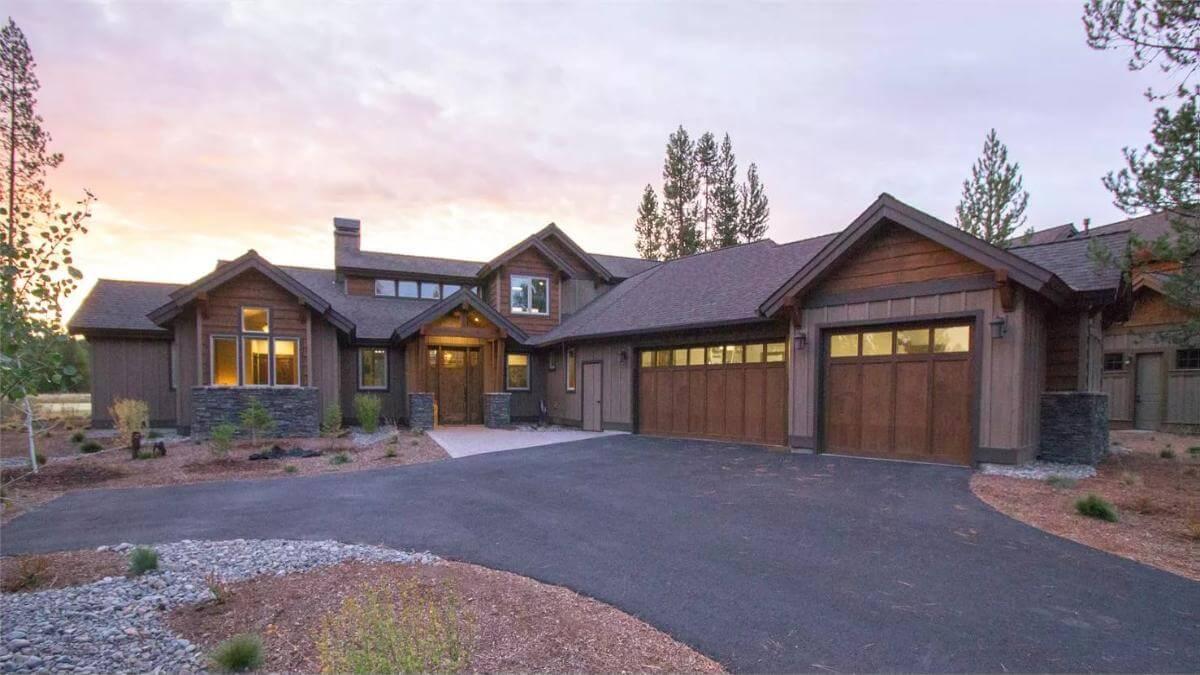 Craftsman Charm With a Handsome Wooden Garage Door