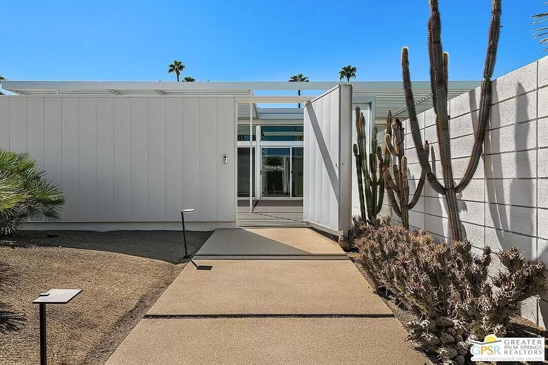 Striking Mid-Century Pathway with Cacti-Lined Entrance