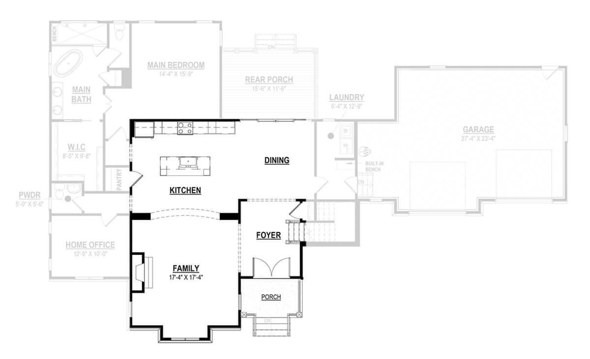 Notice the Seamless Flow from Kitchen to Rear Porch Here