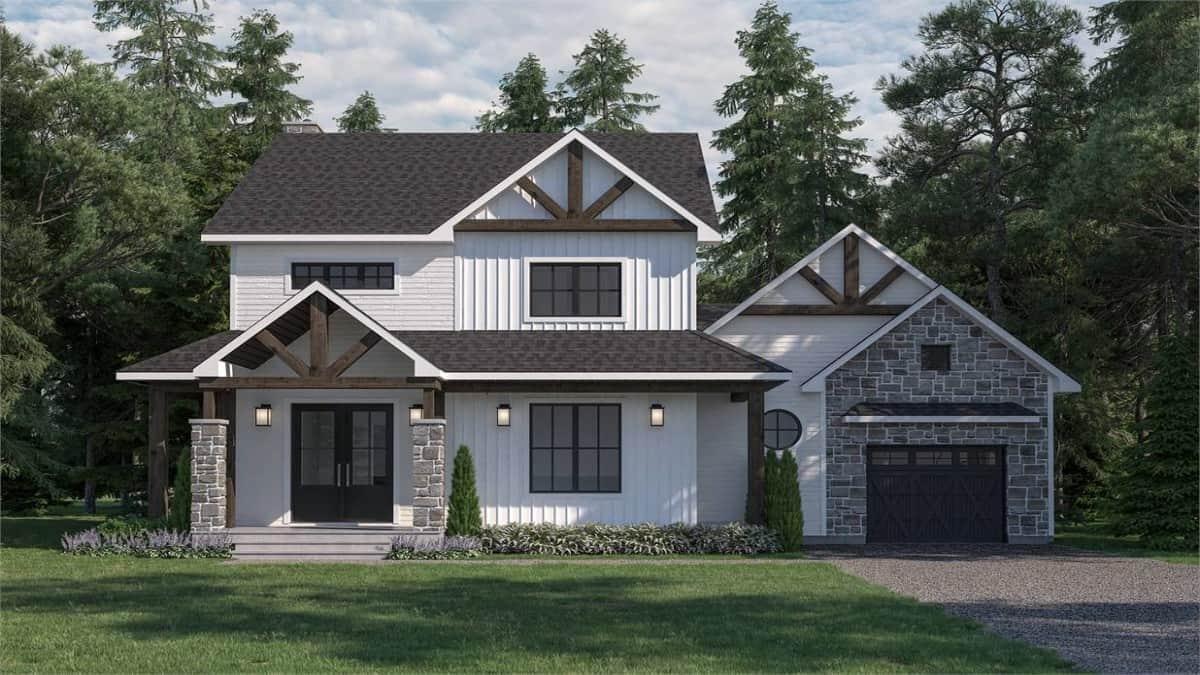 Check Out the Striking Timber Accents on This Modern Farmhouse