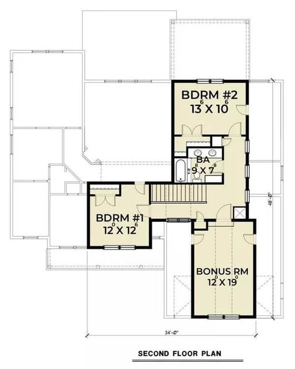 Craftsman Second Floor with a Versatile Bonus Room