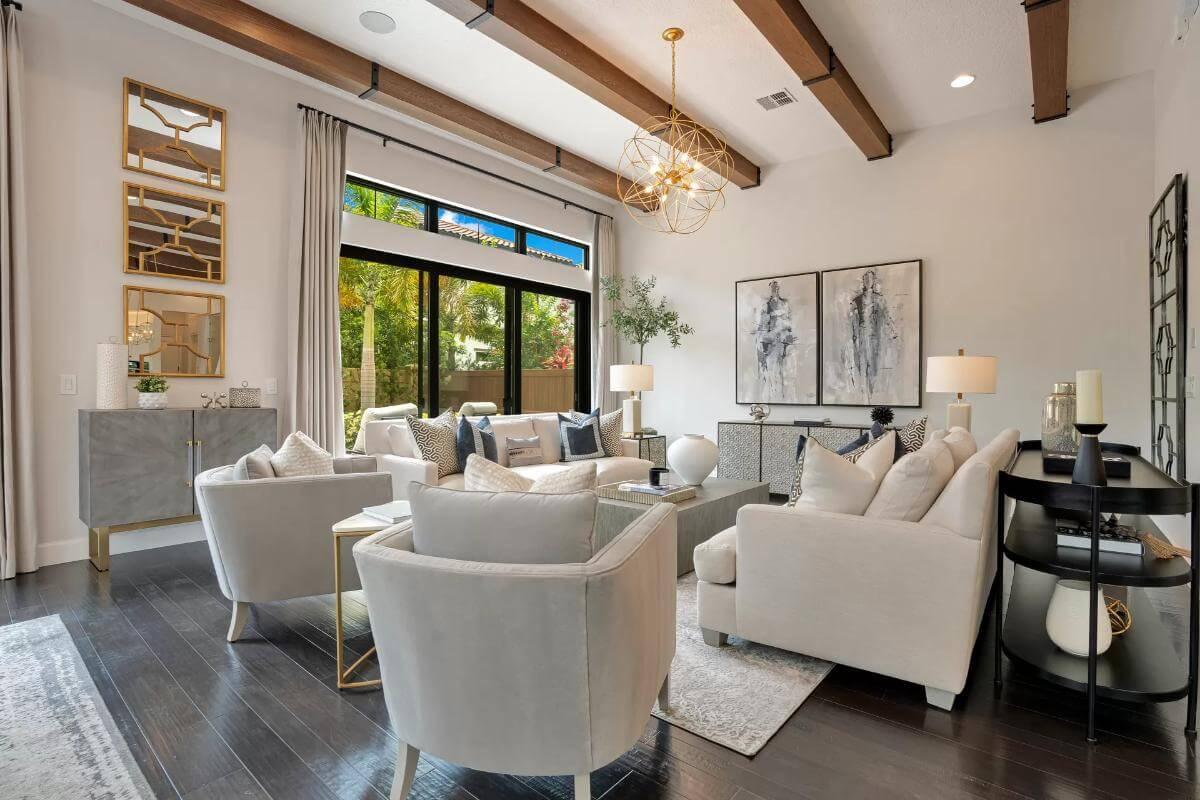 Notice the Elegant Pendant Lighting in This Stylish Living Room