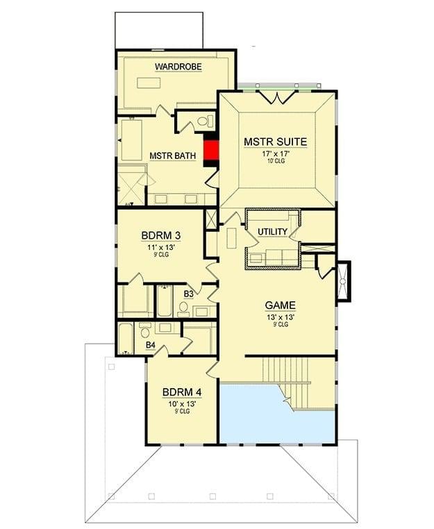 Explore the Functional Layout of This Upper Floor Plan