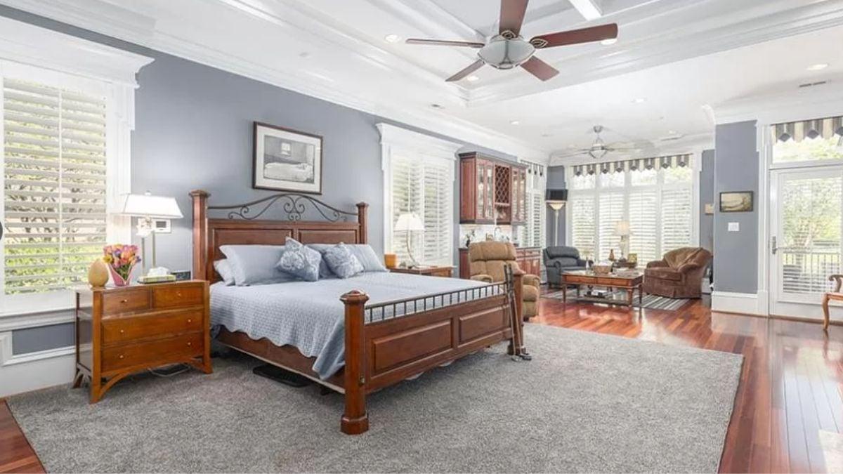 Spacious Master Bedroom with a Built-In Wet BarโQuite the Retreat