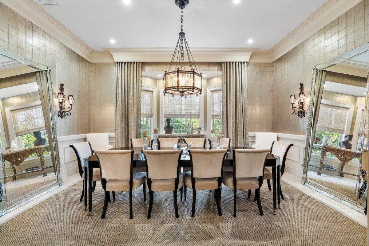 Notice the Luxurious Chandelier in This Elegant Dining Room