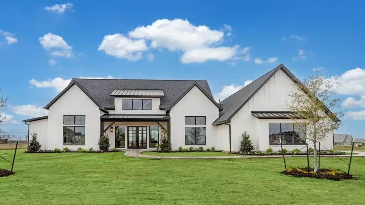 Chic Modern Farmhouse with Striking Rooflines