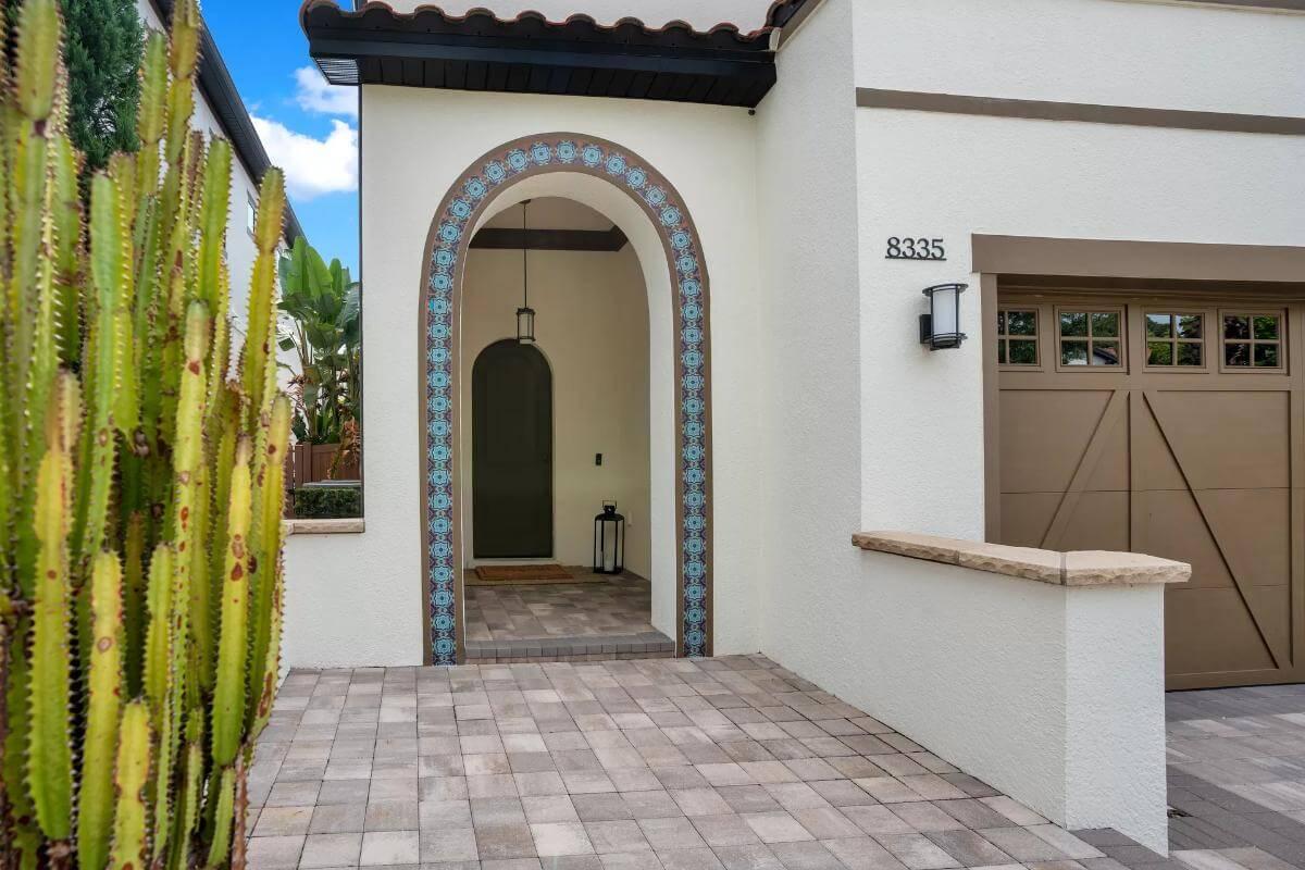 Chic Arched Entry with Intricate Tile Detail
