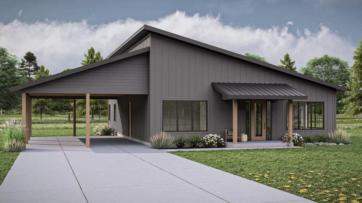 Check Out That Dramatic Carport on This Modern Farmhouse