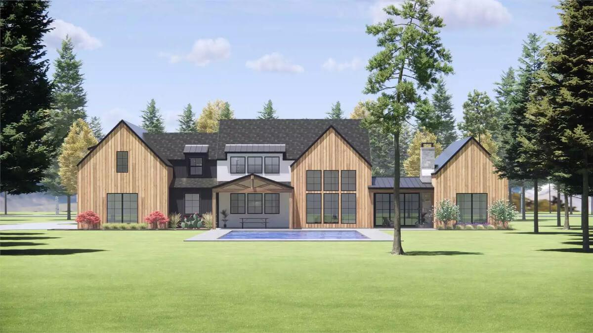 Explore the Striking Vertical Wood Siding and Expansive Windows on This Contemporary Facade