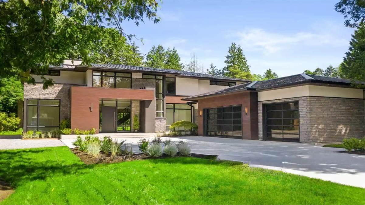 Explore a Modern Facade Blending Stone and Glass