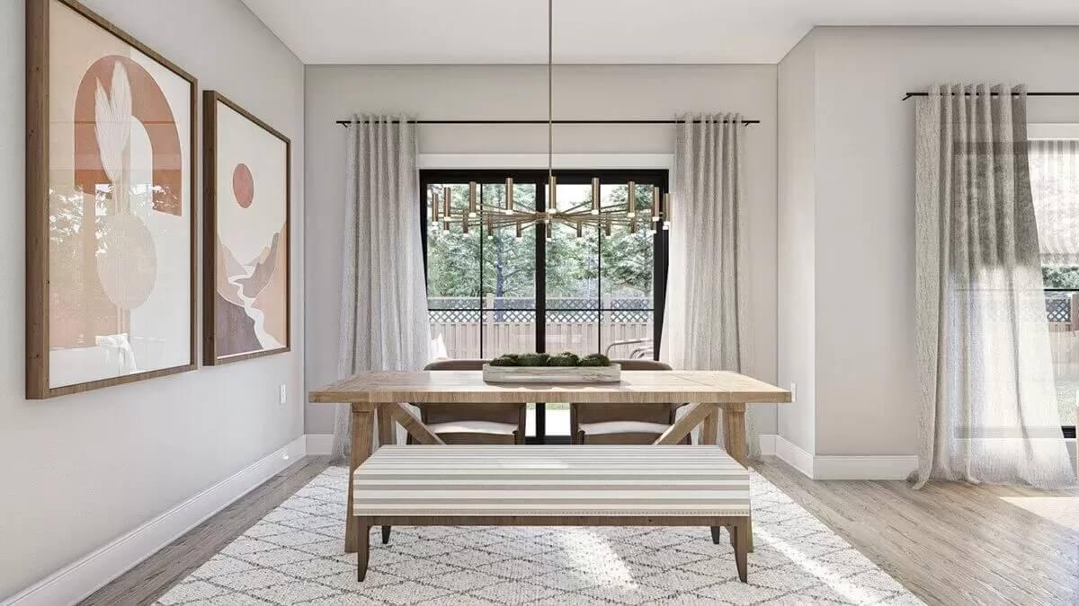 Look at the Modern Minimalist Dining Room with Geometric Artwork