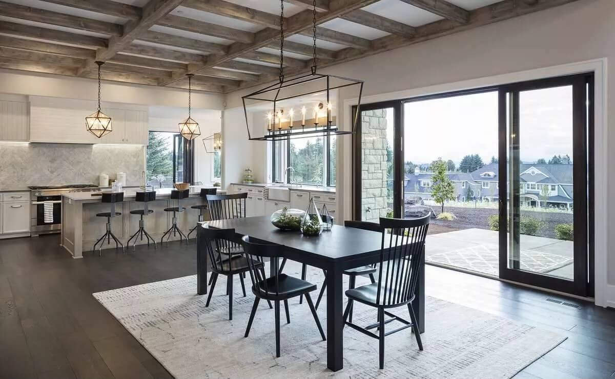 Take in the Gorgeous Beamed Ceiling and Seamless Indoor-Outdoor Flow