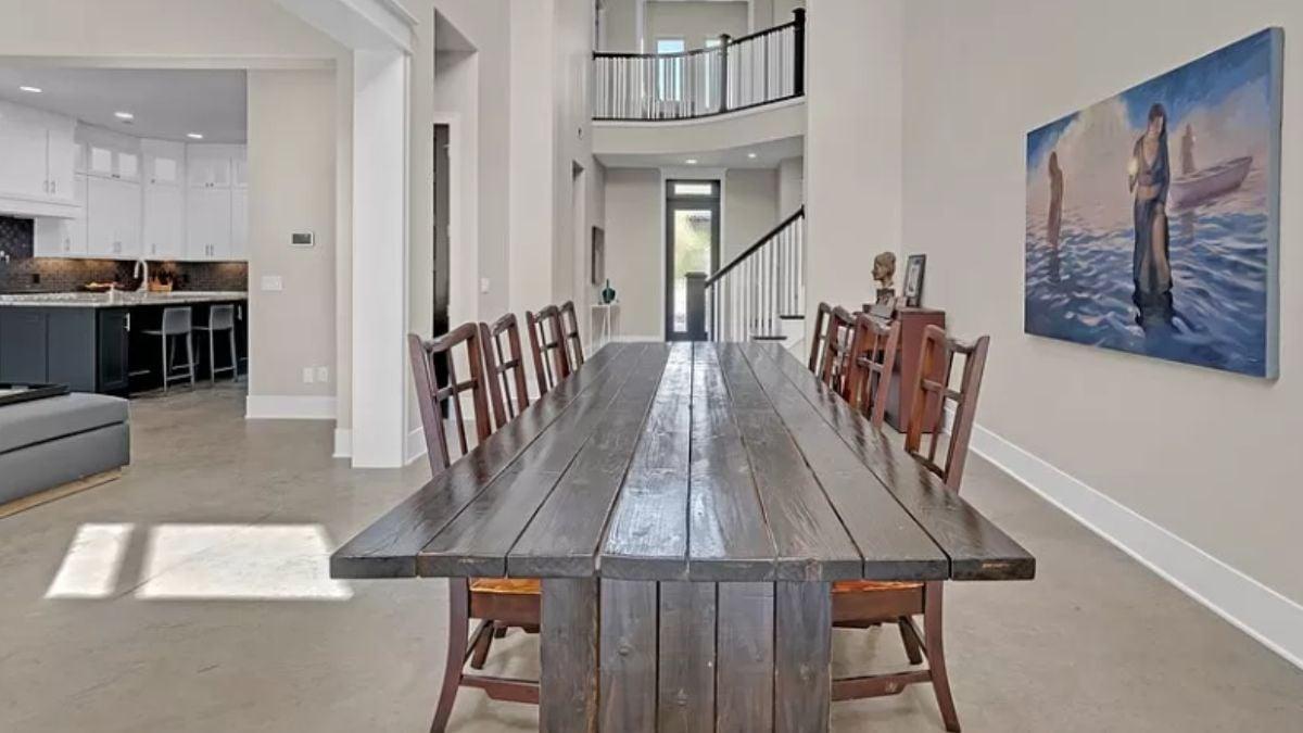 Rustic Dining Table Steals the Scene in an Open-Concept Space