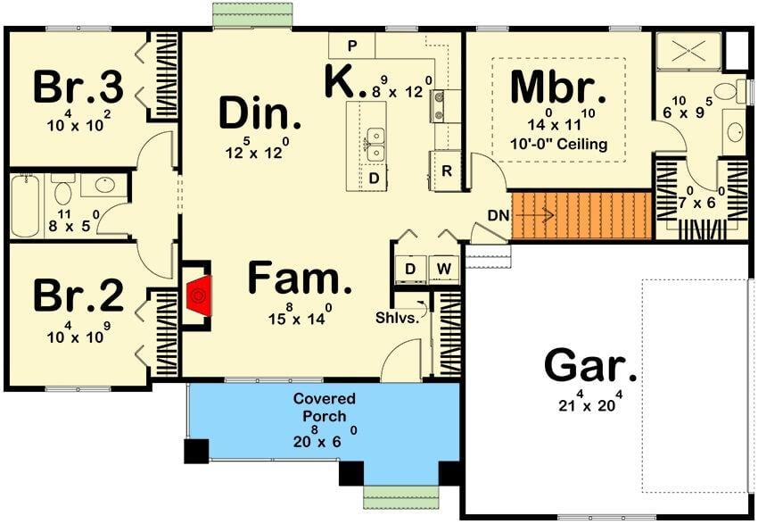 Explore This Efficient 3-Bedroom Layout with a Spacious Family Room