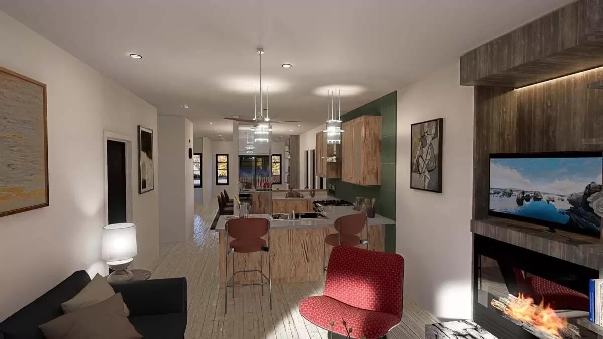 Check Out the Warm Wood Accents in This Modern Living Space