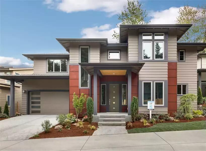 Modern Craftsman Facade with Bold Vertical Accents
