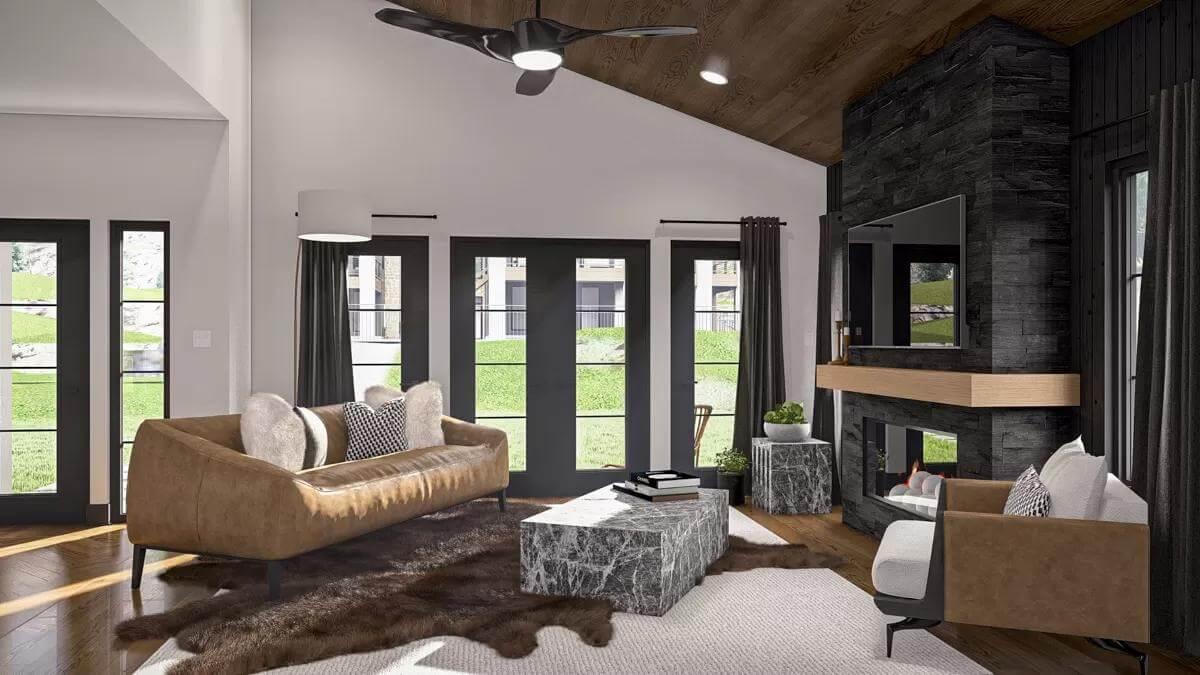 Check Out the Stacked Stone Fireplace That Adds So Much Character