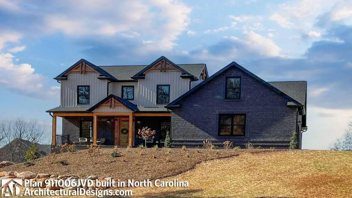A Blend of Rustic Charm and Modern Design with Bold Brick Accents