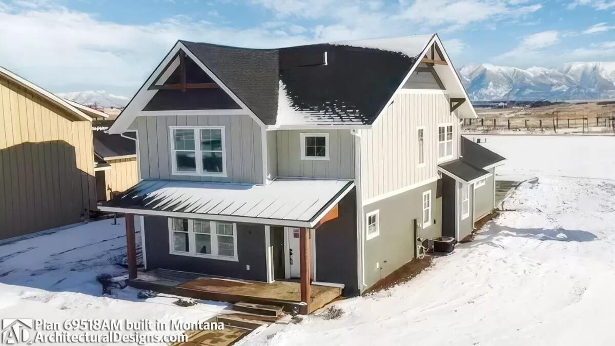 Montana Charm: A Cozy Craftman with a Snow-Covered Roof
