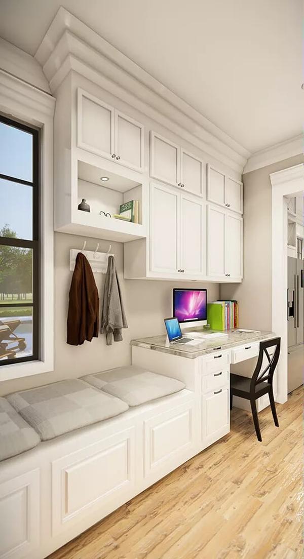 Efficient Workstation Tucked by a Cozy Window Seat
