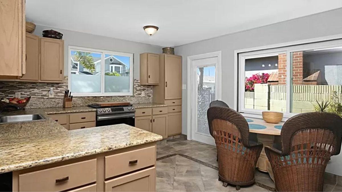 Bright Kitchen with a Cozy Breakfast Nook and Wicker Chairs